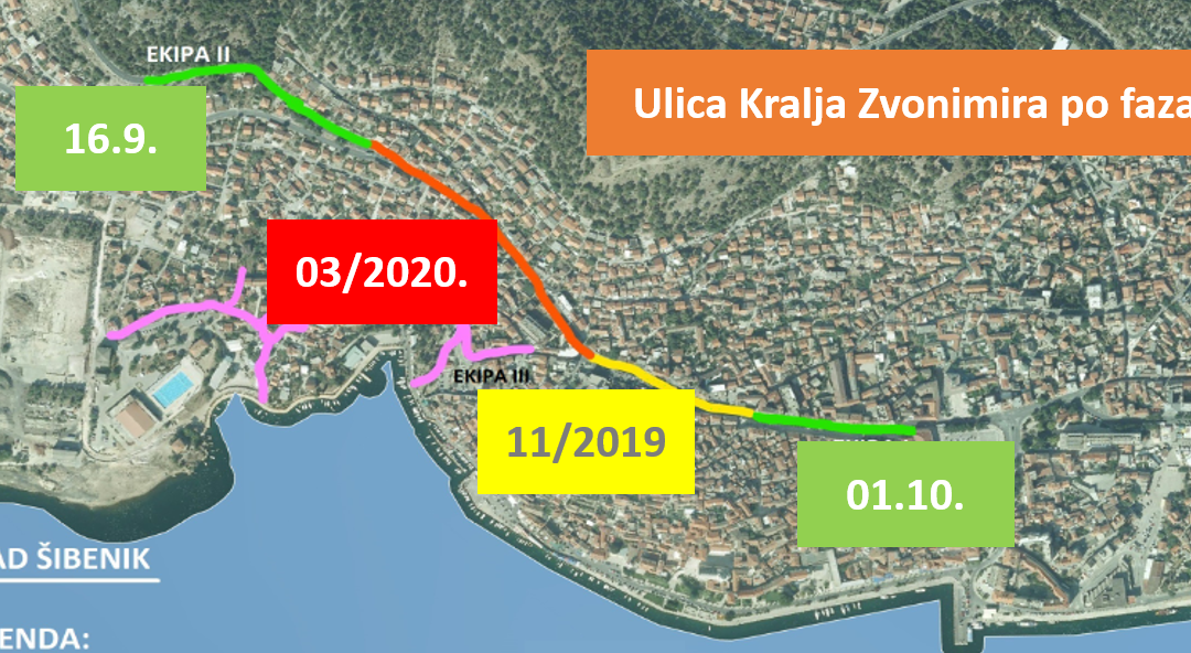 Radovi u Zvonimirovoj ulici odvijat će se u 4 faze, od 16.09. do početka turističke sezone 2020.