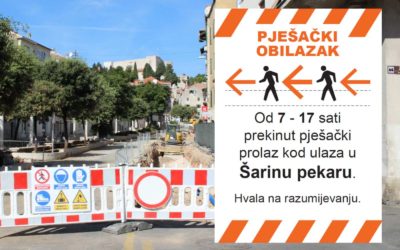 Idućih nekoliko dana povremeno će biti prekinut pješački koridor kod Šarine pekare – od 7 do 17 sati koristite prolaz preko Starog pazara
