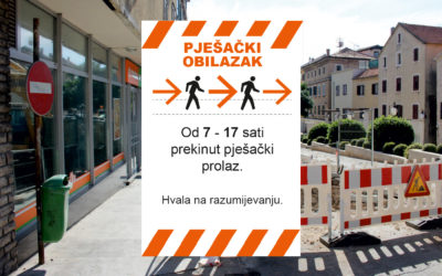 Od ponedjeljka prekid pješačke komunikacije od trgovine Studenac do trgovine Tommy u vremenu od 7 do 17 sati, osim stanarima