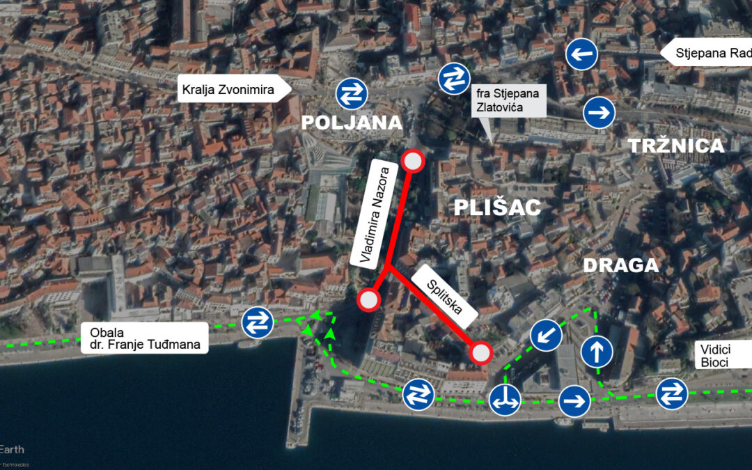 Od ponedjeljka za promet se zatvara Splitska ulica, promet prema Dolcu obalom dvosmjerno